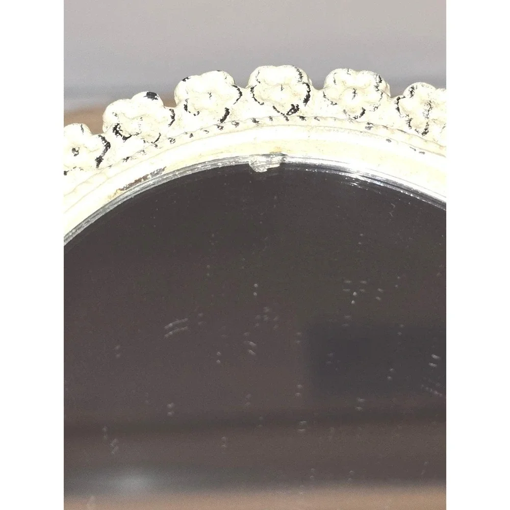Vintage Ornate Metal Swivel Vanity Mirror - Shabby Chic‎ Floral Design